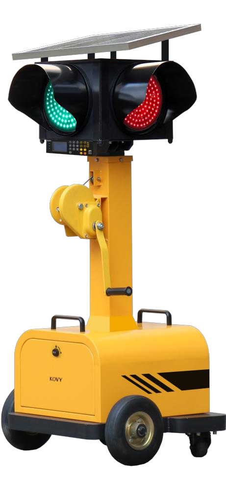 Solar & Battery Powered Tri-Color Full Ball Portable Traffic SignalLight